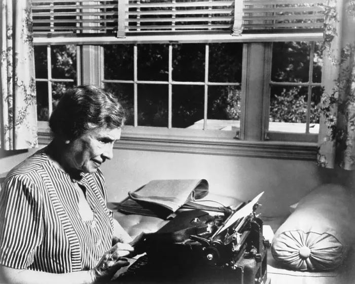 Framed Print : Helen Keller Sitting at Desk Framed Print : Helen Keller Sitting at Desk