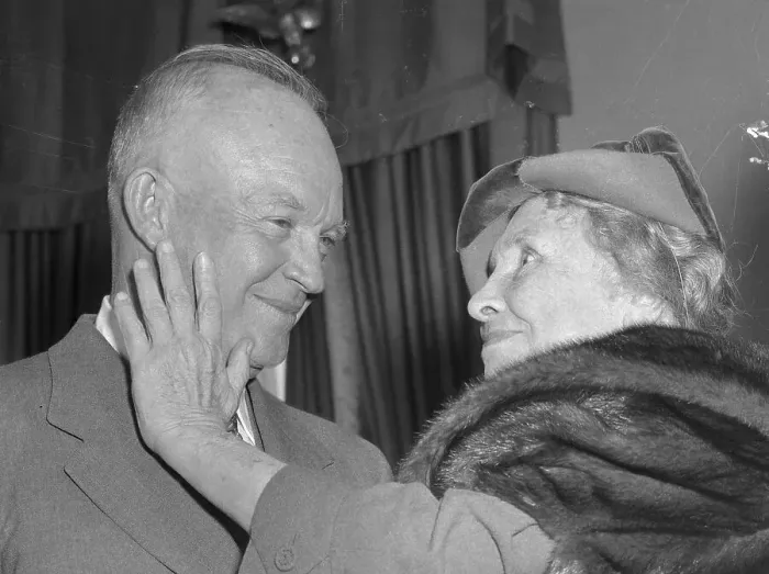 Framed Print : Helen Keller Touching Face of President Eisenhower Framed Print : Helen Keller Touching Face of President Eisenhower
