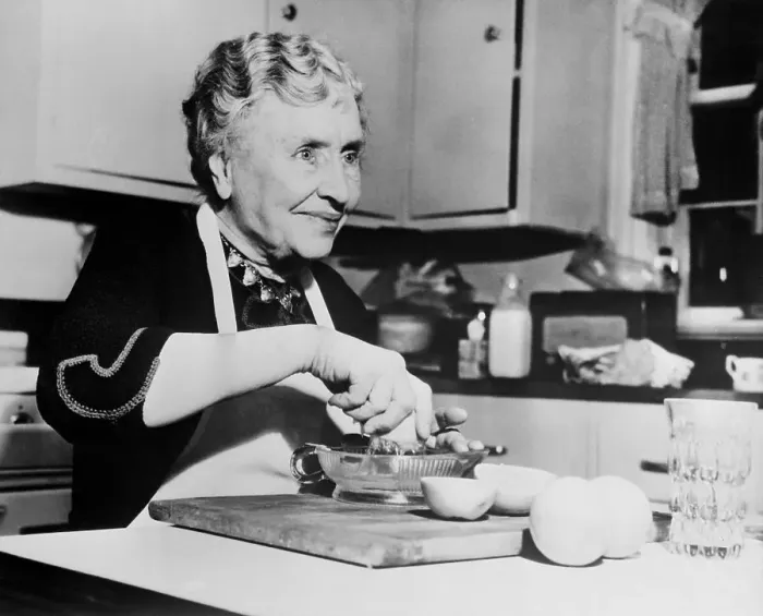 Framed Print : Helen Keller Working in the Kitchen Framed Print : Helen Keller Working in the Kitchen