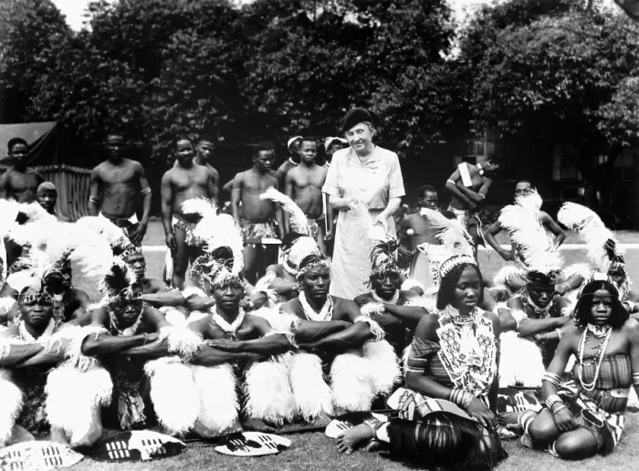 Framed Print : Helen Keller with Zulu Tribe Framed Print : Helen Keller with Zulu Tribe