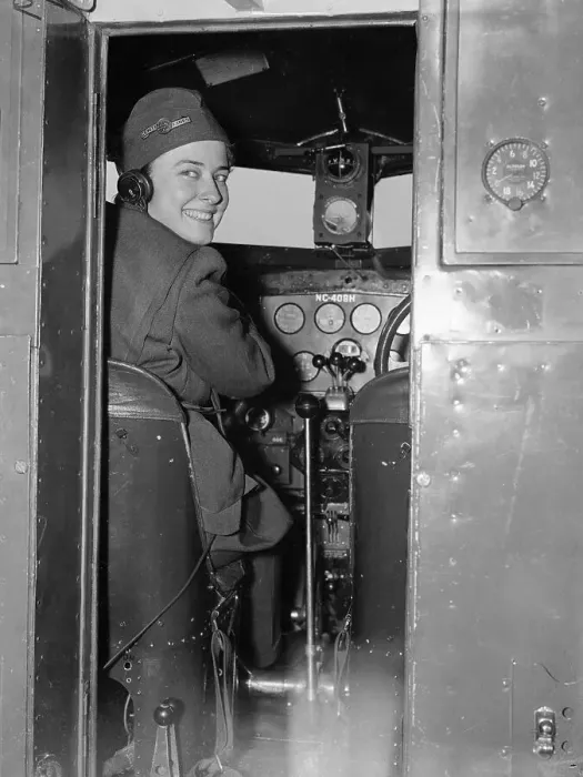 Framed Print : Helen Richey Sitting at the Controls of a Plane Framed Print : Helen Richey Sitting at the Controls of a Plane