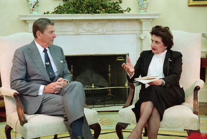 Framed Print : Helen Thomas and President Reagan Sitting on Couch Together Framed Print : Helen Thomas and President Reagan Sitting on Couch Together