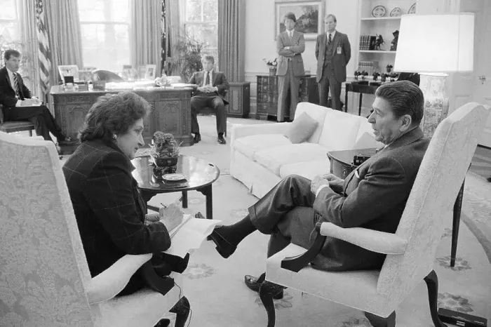 Framed Print : Helen Thomas Sitting with President Reagan Framed Print : Helen Thomas Sitting with President Reagan