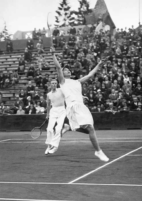 Framed Print : Helen Wills Jumps for Tennis Ball Framed Print : Helen Wills Jumps for Tennis Ball