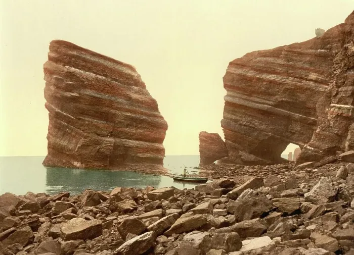 Framed Print : Helgoland, Schlesiwig-Holstein, Germany, Historic, digitally restored reproduction of a photochromic print from the 1890s