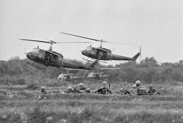 Framed Print : Helicopters Unloading Soldiers in South Vietnam Framed Print : Helicopters Unloading Soldiers in South Vietnam
