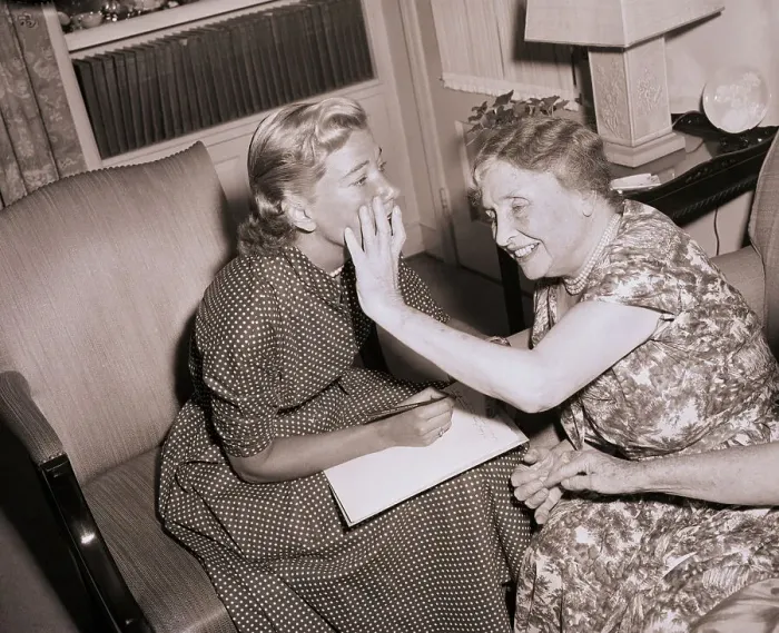 Framed Print : Hellen Keller Studying a Womans Face Framed Print : Hellen Keller Studying a Womans Face