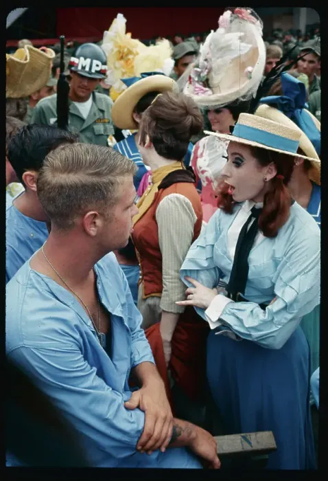 Framed Print : Hello Dolly Actresses Chatting with Soldiers Framed Print : Hello Dolly Actresses Chatting with Soldiers