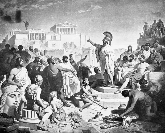 Framed Print : Helmeted Greek Addresses Athenians Framed Print : Helmeted Greek Addresses Athenians