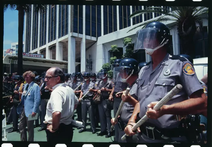 Framed Print : Helmeted Police Protecting Doral Hotel Framed Print : Helmeted Police Protecting Doral Hotel