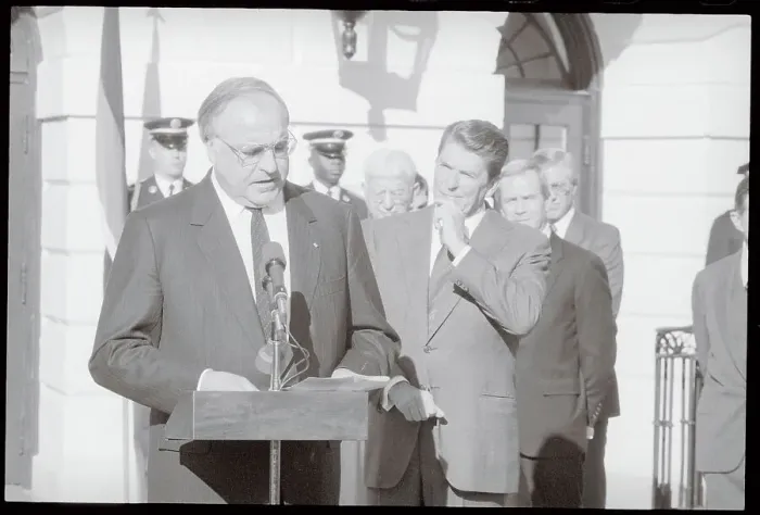 Framed Print : Helmut Kohl Delivering a Speech