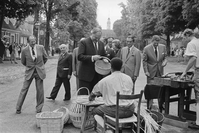 Framed Print : Helmut Kohl Inspecting a Basket Framed Print : Helmut Kohl Inspecting a Basket