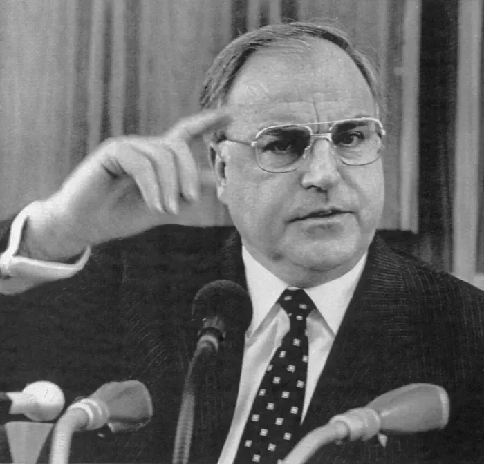 Framed Print : Helmut Kohl Speaking at a News Conference Framed Print : Helmut Kohl Speaking at a News Conference