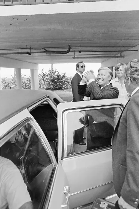 Framed Print : Helmut Schmidt Entering a Car Framed Print : Helmut Schmidt Entering a Car