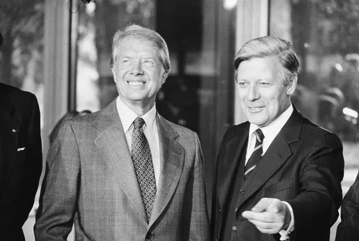 Framed Print : Helmut Schmidt Pointing Jimmy Carter in the Right Direction Framed Print : Helmut Schmidt Pointing Jimmy Carter in the Right Direction