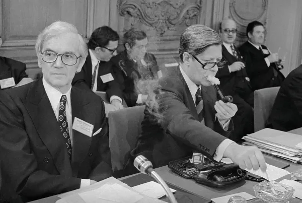 helmut schmidt cigarettes Helmut Schmidt Smoking a Pipe, Paris 1971 Print. Art Prints, Posters &  Puzzles from Fine Art Storehouse