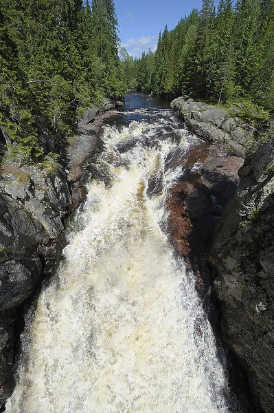 At the Helvetesfallet falls the river Aeman plunges about 30m between vertical cliffs, Oerebro laen, Sweden, Scandinavia, Europe