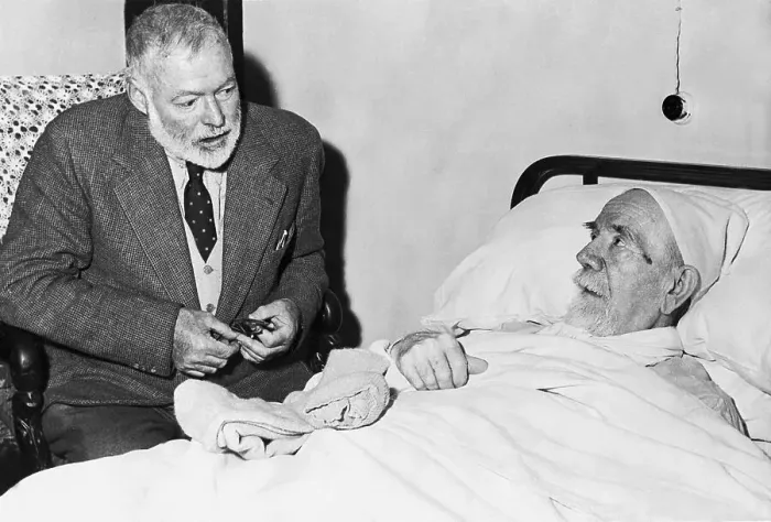 Framed Print : Hemingway with Mentor Baroja in Hospital Framed Print : Hemingway with Mentor Baroja in Hospital