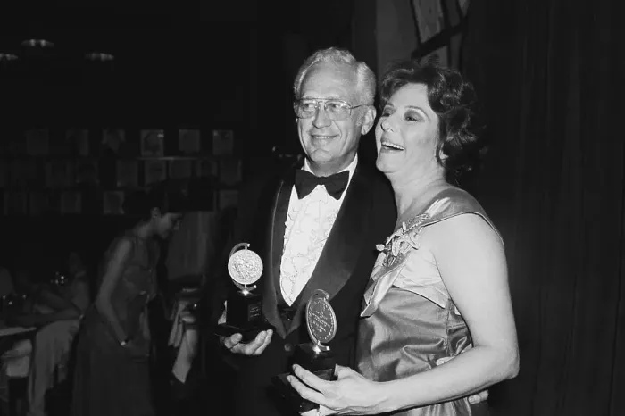 Framed Print : Henderson Forsythe and Carlin Glynn Holding Tony Awards Framed Print : Henderson Forsythe and Carlin Glynn Holding Tony Awards