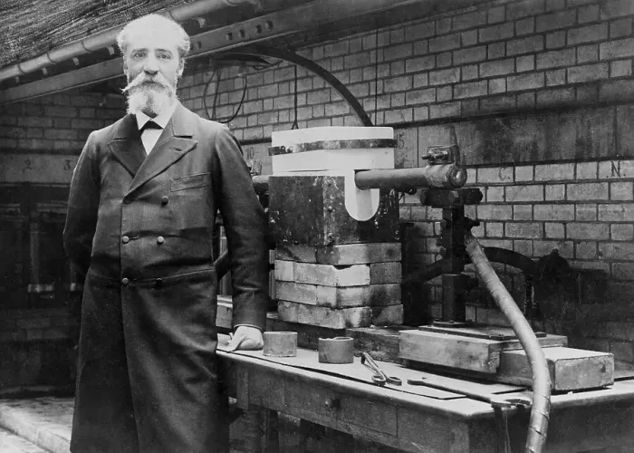 Framed Print : Henri Moissan Posing with Furnace Framed Print : Henri Moissan Posing with Furnace