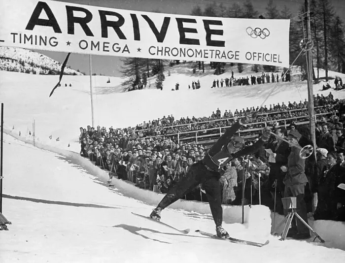 Framed Print : Henri Oreiller Crossing Finish Line Framed Print : Henri Oreiller Crossing Finish Line