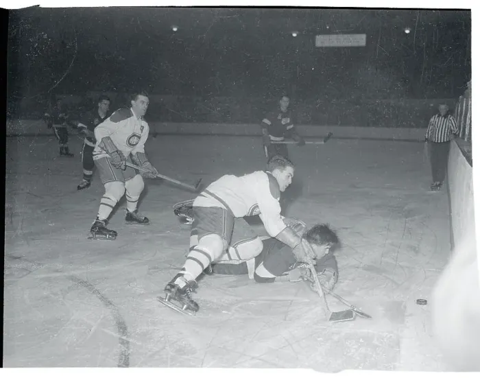 Framed Print : Henri Richard and Marty Pavelich Battling for the Puck Framed Print : Henri Richard and Marty Pavelich Battling for the Puck