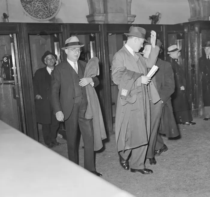 Framed Print : Henry A. Beckerman Arriving to Court for Arraignment