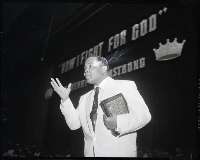 Framed Print : Henry Armstrong Preaching with Bible Framed Print : Henry Armstrong Preaching with Bible