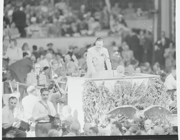 Framed Print : Henry Cabot Lodge Speaking at Podium to Crowd Framed Print : Henry Cabot Lodge Speaking at Podium to Crowd