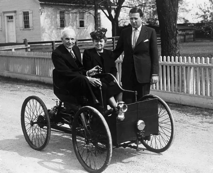 Framed Print : Henry Ford with Family in First Automobile Framed Print : Henry Ford with Family in First Automobile