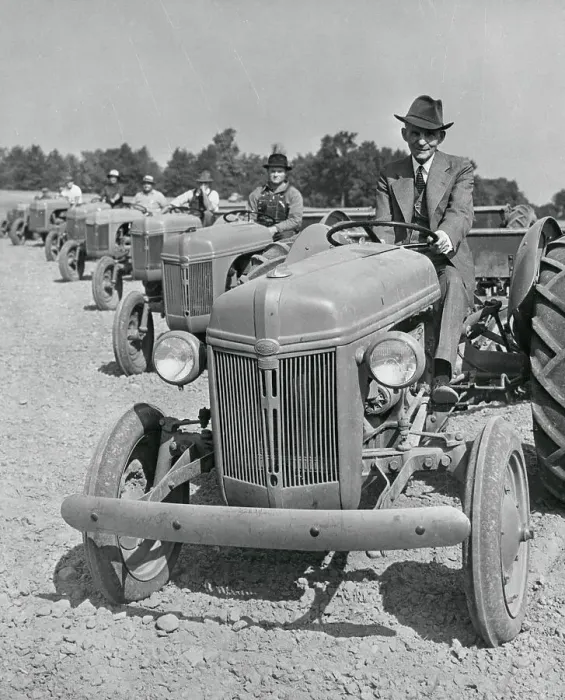 Framed Print : Henry Ford and Farmers Riding Ford Tractors Framed Print : Henry Ford and Farmers Riding Ford Tractors
