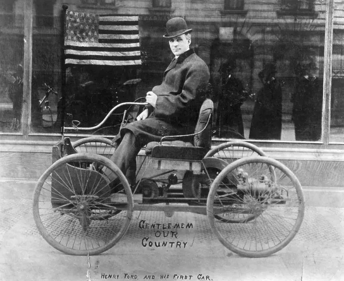 Framed Print : Henry Ford In His First Car