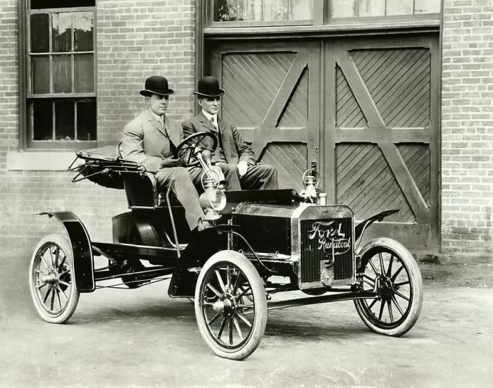 Framed Print : Henry Ford and Friend in Model N Runabout Framed Print : Henry Ford and Friend in Model N Runabout