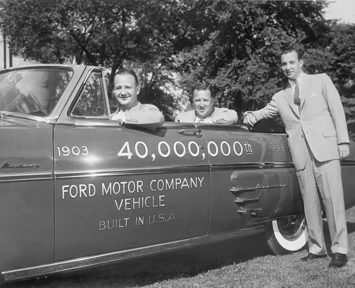 Framed Print : Henry Ford II and Brothers Posing with a Car Framed Print : Henry Ford II and Brothers Posing with a Car