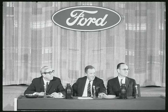 Framed Print : Henry Ford II and Colleagues at a News Conference Framed Print : Henry Ford II and Colleagues at a News Conference