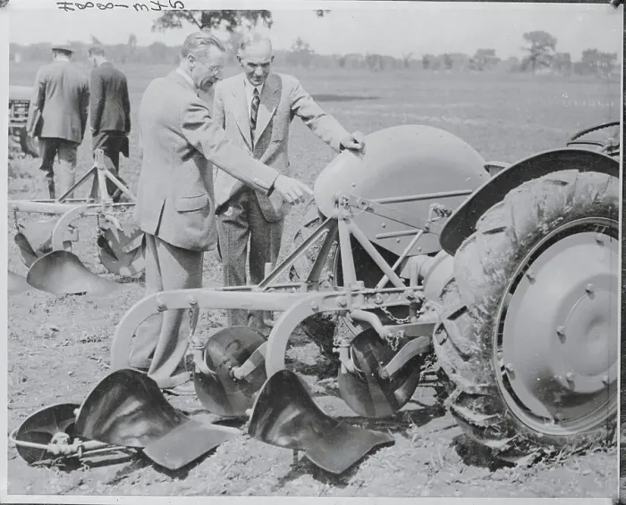 Framed Print : Henry Ford II and Henry Ferguson with New Tractor Framed Print : Henry Ford II and Henry Ferguson with New Tractor