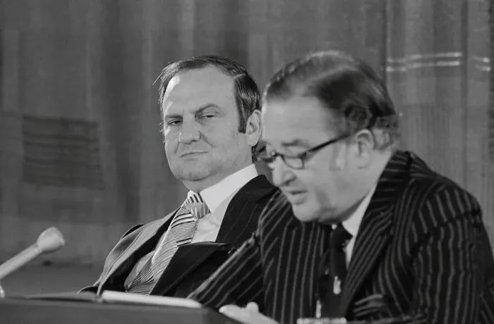 Framed Print : Henry Ford II and Lee Iacocca at a News Conference Framed Print : Henry Ford II and Lee Iacocca at a News Conference
