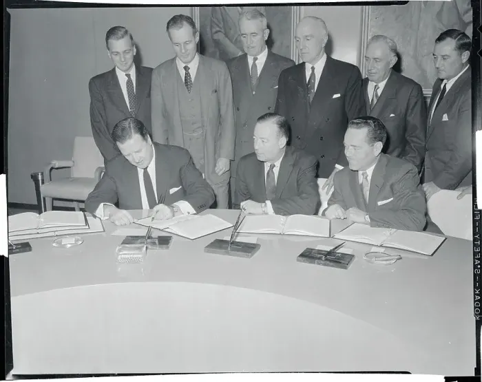 Framed Print : Henry Ford II Signing Agreement Framed Print : Henry Ford II Signing Agreement