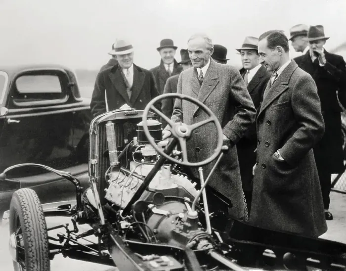 Framed Print : Henry Ford Inspecting a Car Framed Print : Henry Ford Inspecting a Car