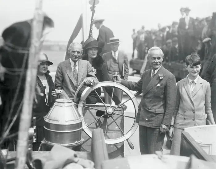 Framed Print : Henry Ford with Wife and Associates at on Ship Deck Framed Print : Henry Ford with Wife and Associates at on Ship Deck