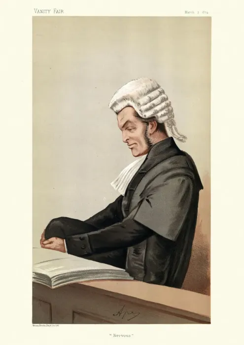 Framed Print : Henry James, lawyer and statesmanm Vanity fair caricature, Victorian