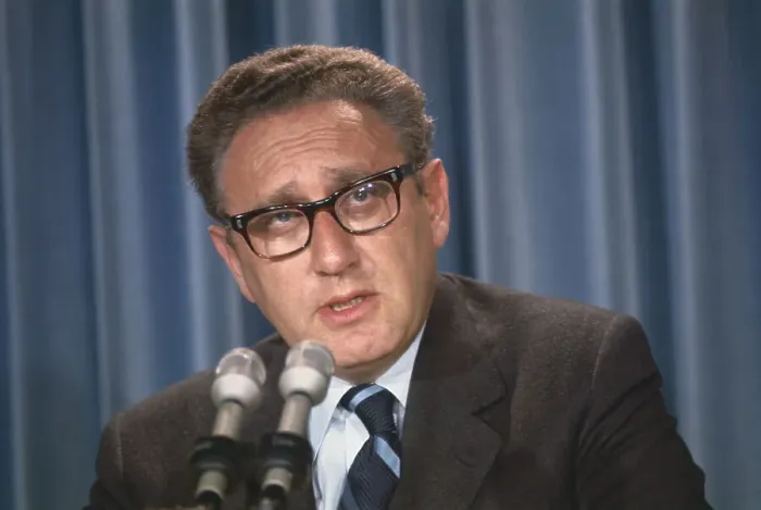 Framed Print : Henry Kissinger Addressing Newsmen Framed Print : Henry Kissinger Addressing Newsmen