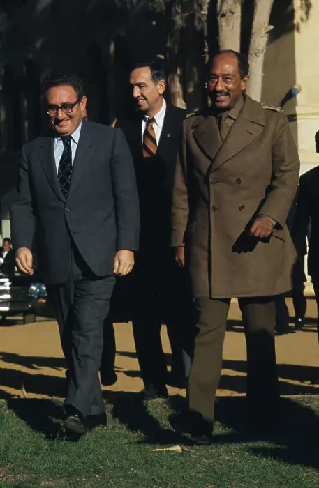 Framed Print : Henry Kissinger With Anwar Al Sadat Of Egypt Framed Print : Henry Kissinger With Anwar Al Sadat Of Egypt