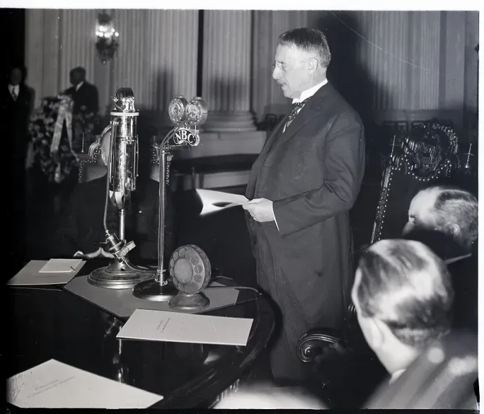 Framed Print : Henry L. Stimson Standing at Microphone Framed Print : Henry L. Stimson Standing at Microphone