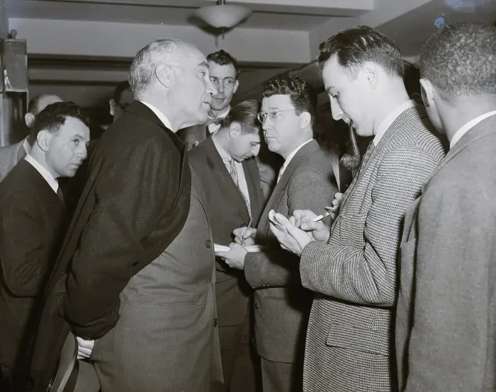 Framed Print : Henry Luce Speaking With Reporters Framed Print : Henry Luce Speaking With Reporters