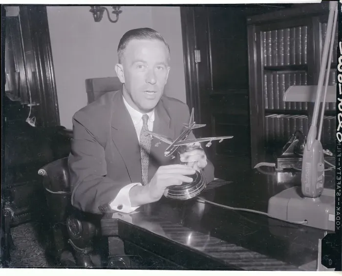 Framed Print : Henry M. Jackson Holding Model of Plane Framed Print : Henry M. Jackson Holding Model of Plane