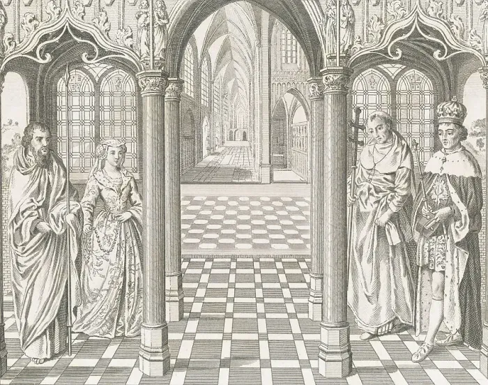 Framed Print : Henry VII and Elizabeth of York During Their Marriage Ceremony Framed Print : Henry VII and Elizabeth of York During Their Marriage Ceremony