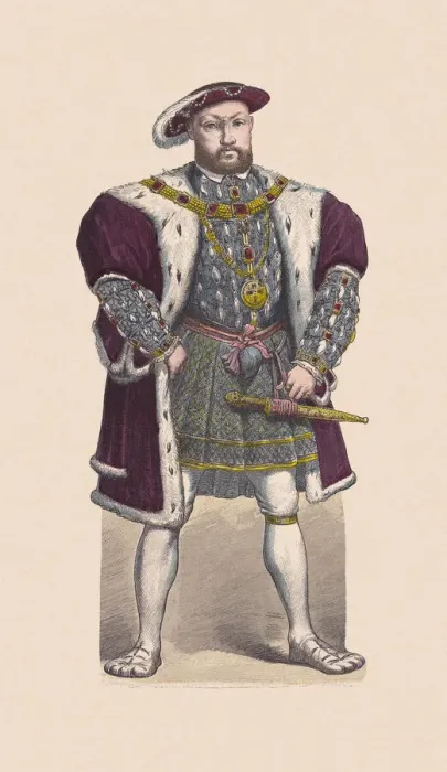 Framed Print : Henry VIII of England (1491-1547), hand-colored wood engraving, published c. 1880 Framed Print : Henry VIII of England (1491-1547), hand-colored wood engraving, published c. 1880