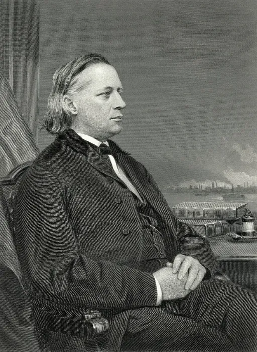 Framed Print : Henry Ward Beecher Seated / Engraving