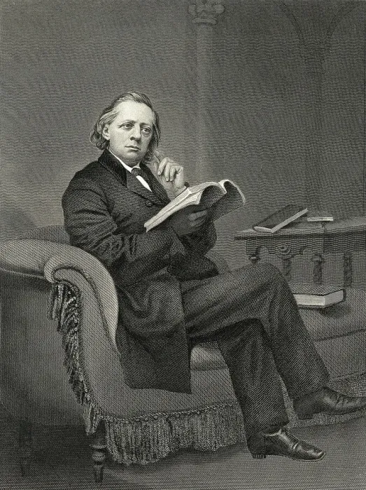 Framed Print : Henry Ward Beecher Seated, Reading / Engr Framed Print : Henry Ward Beecher Seated, Reading / Engr